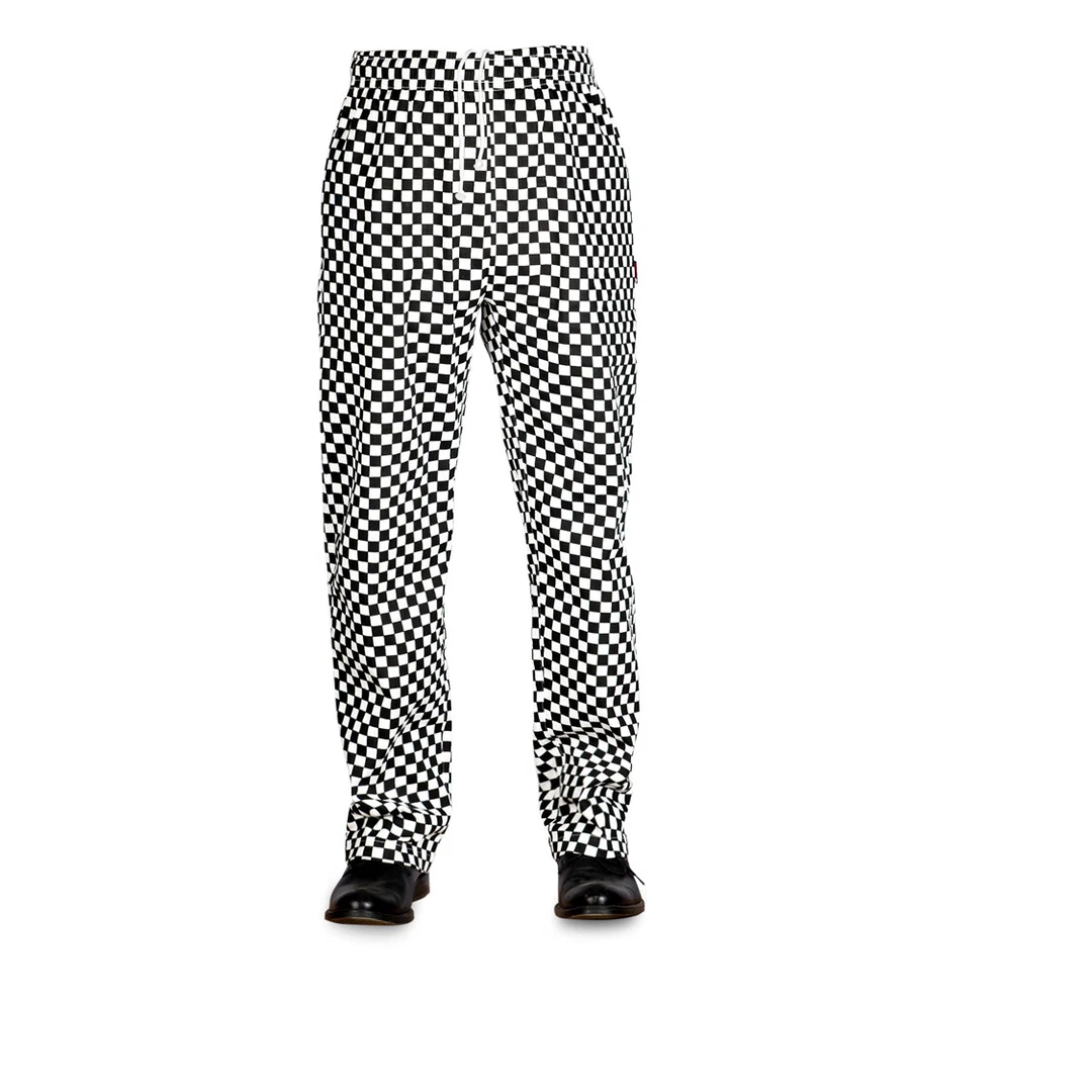 Black and white chessboard chef's pants on a white background