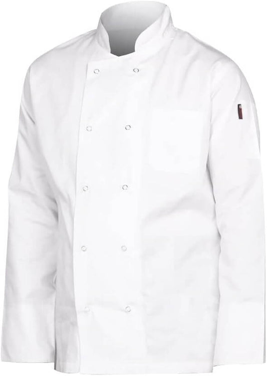 Visible button long sleeve white chef jacket main image
