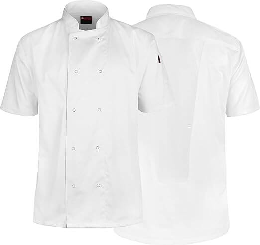 White short sleeve chef's jacket front view