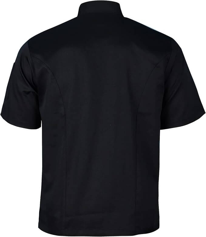 Black short sleeve chef's jacket back side