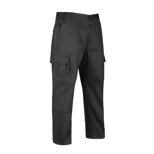 Black cargo combat work trousers for warehouse and logistics workers