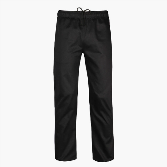 Black chef pants on a white background