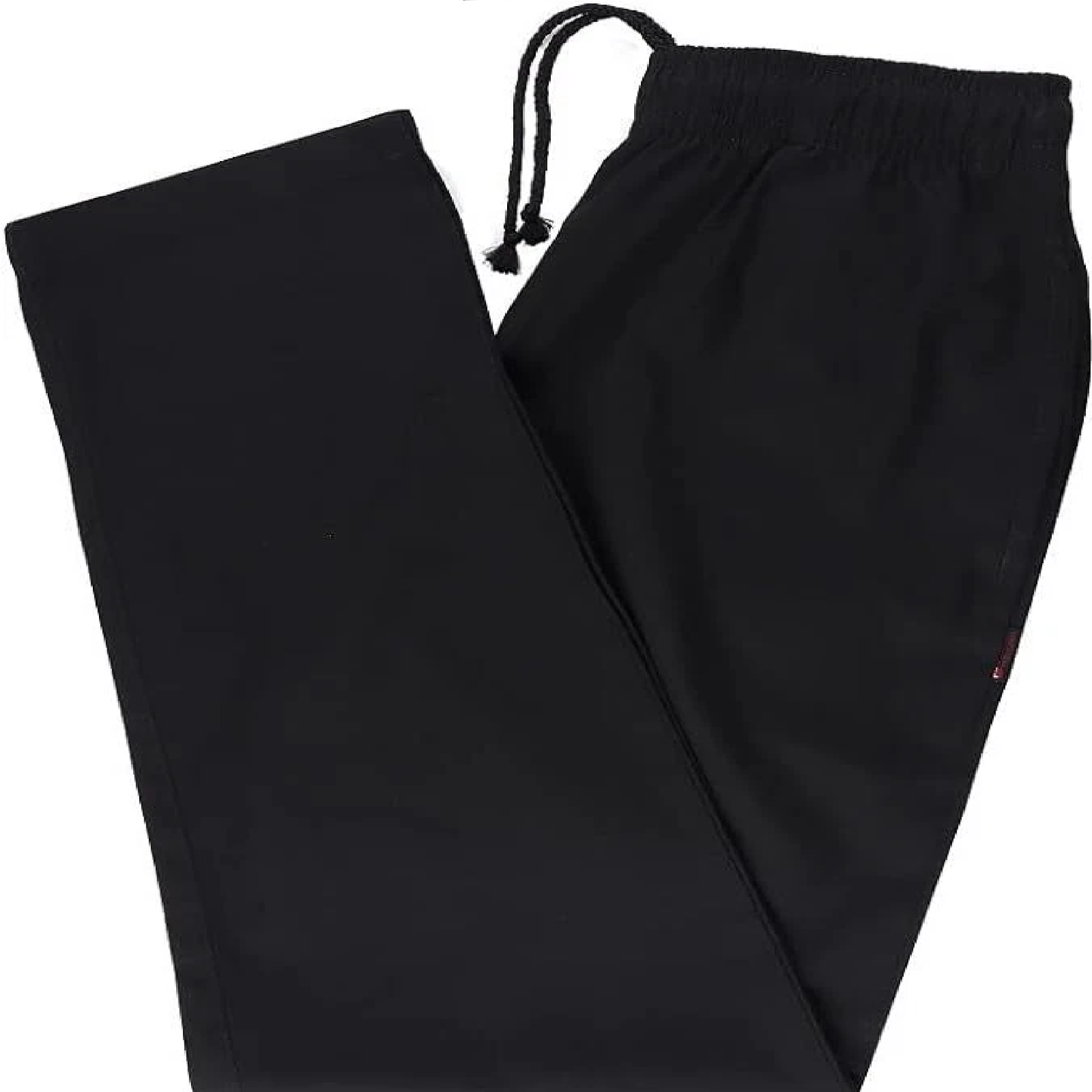 Black drawstring pants on a white background