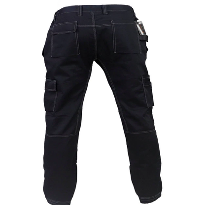 Black holster work pants back side 
with multiple pockets on a white background