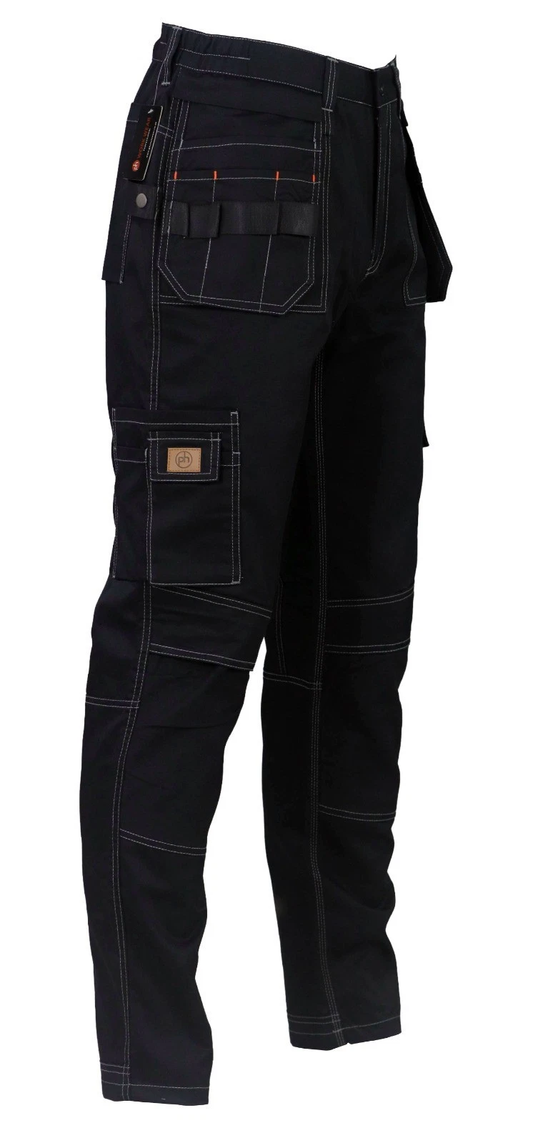 black cargo work trouser with holster  and multiple tool pockets