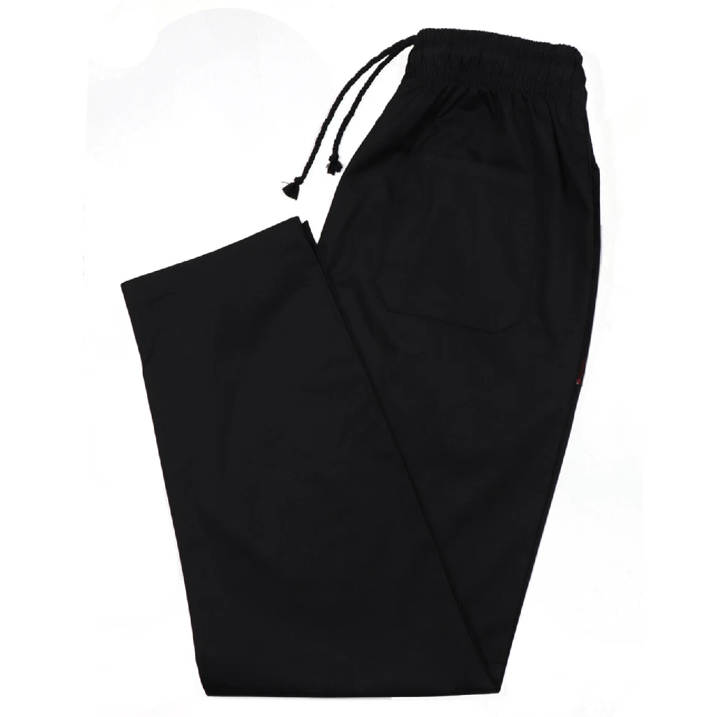 Black drawstring medical scrub trouser on a white background