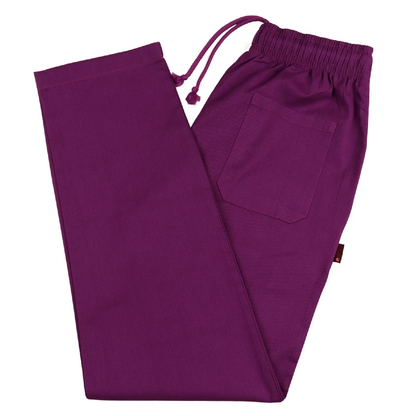 Purple drawstring medical scrub trouser on a white background