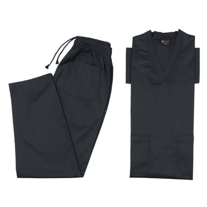 Black scrub set on a white background