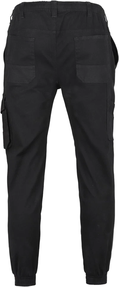 Men's cargo work joggers front view with stretch fabric and ankle cuffs