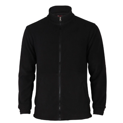 Black fleece jacket on a white background