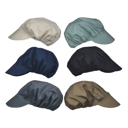 Set of six different colored mash skull caps on a white background