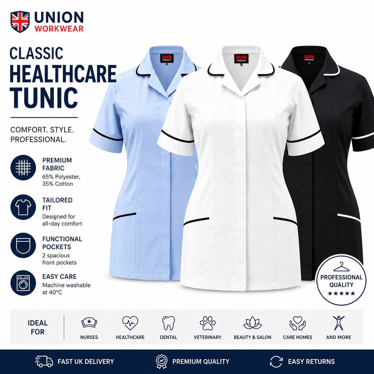Healthcare Tunic for Nurses and Care Home Staff