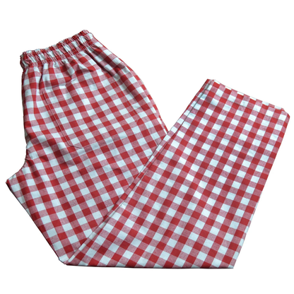 Unisex Cotton Gingham Check Chef Trousers