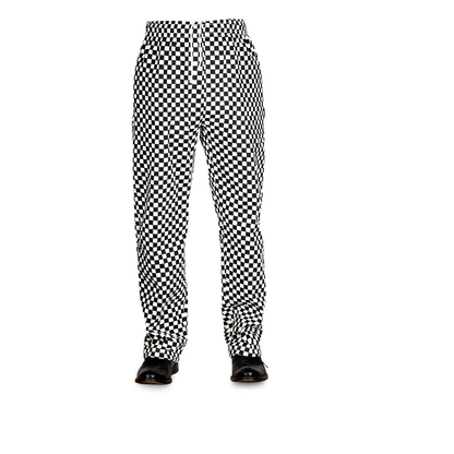 Black and white chessboard chef's pants on a white background