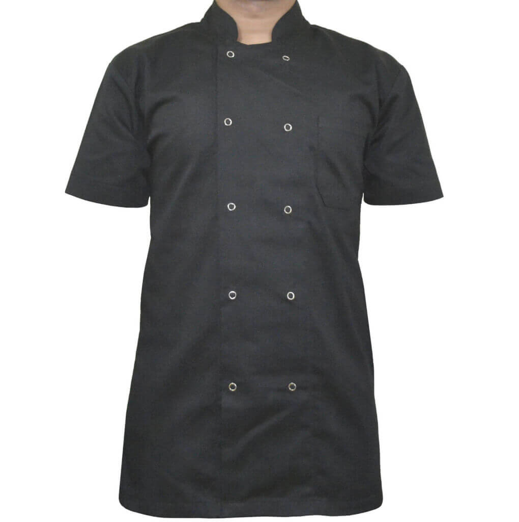 Black unisex short sleeve chef's jacket 