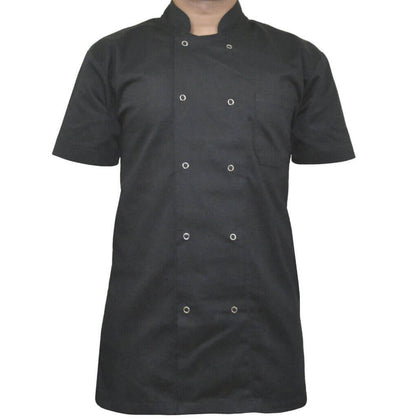 Black unisex short sleeve chef's jacket 