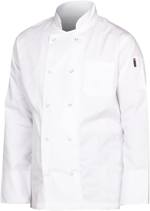 Visible button long sleeve white chef jacket main image