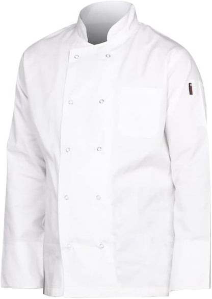 Visible button long sleeve white chef jacket main image