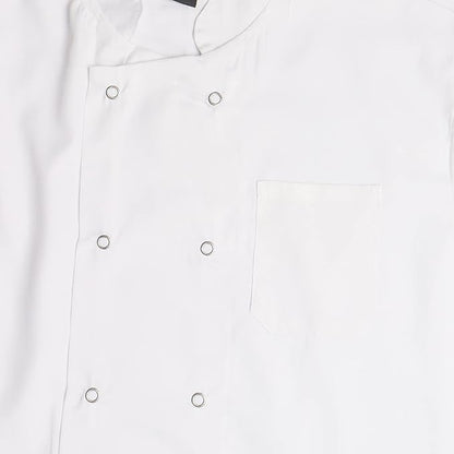 Visible button long sleeve white chef jacket front buttons
