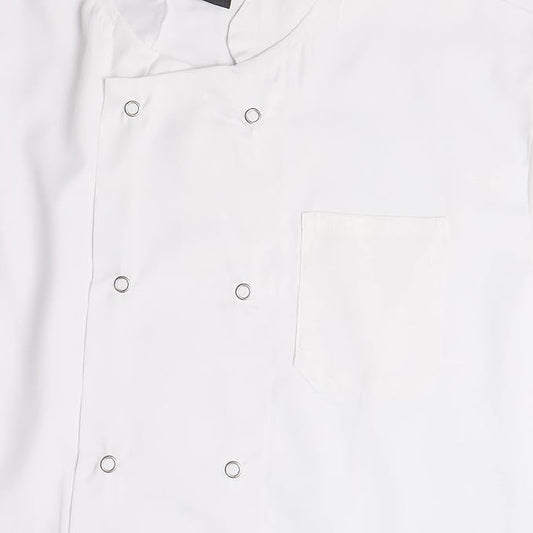 Visible button long sleeve white chef jacket front buttons
