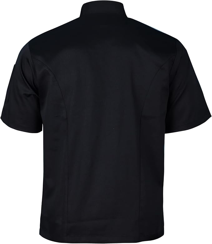 Black short sleeve chef's jacket back side