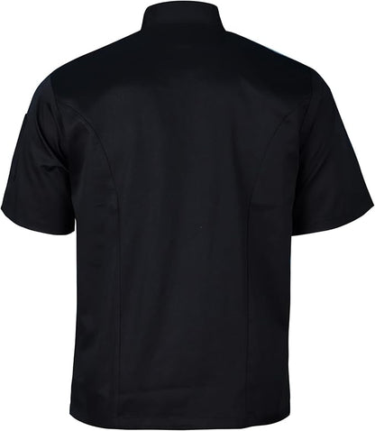 Black short sleeve chef's jacket back side