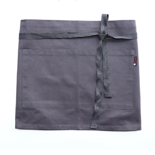 Gray waist apron with pockets on a white background