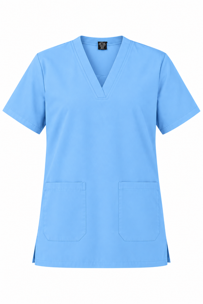100% Cotton Medical Scrub Top Tunic – Unisex Short Sleeve Healthcare Uniform